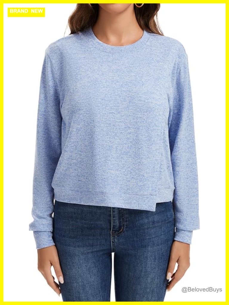 Long Sleeve Nursing Tops Breastfeeding Shirts Cross-Front Cropped Stretch Fabric